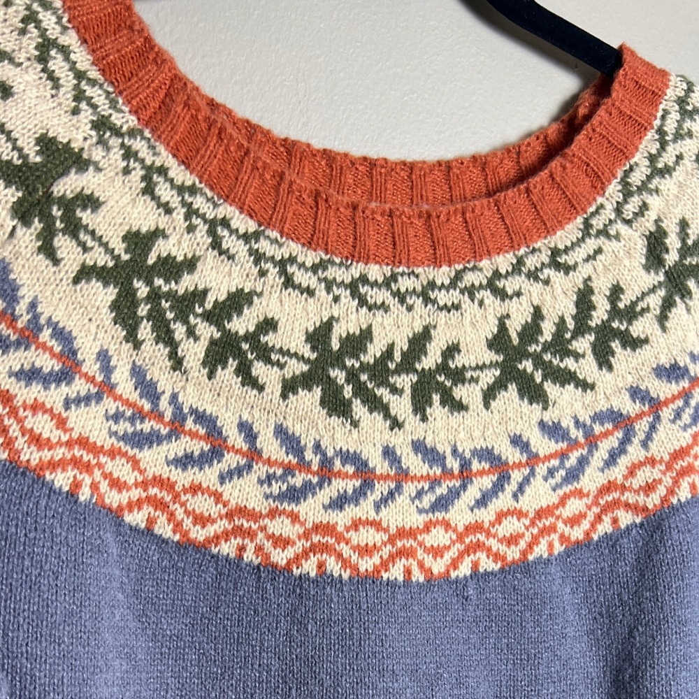 Fair Isle Knit Sweater Blue Boho Cottagecore Large - Picture 2 of 5